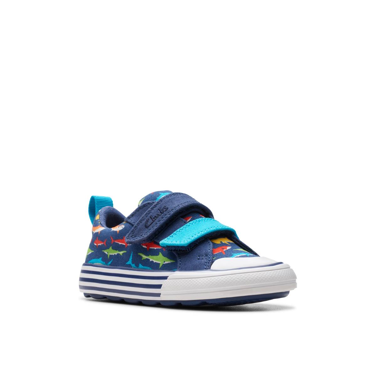 Clarks Foxing Ocean T Navy Kids Toddler Boys Trainers 7666-86F in a Plain Textile in Size 5.5