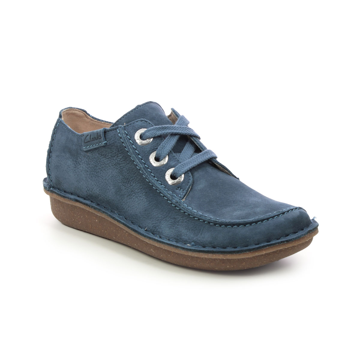 Clarks Funny Dream Blue nubuck Womens lacing shoes 7628-84D in a Plain Leather in Size 3