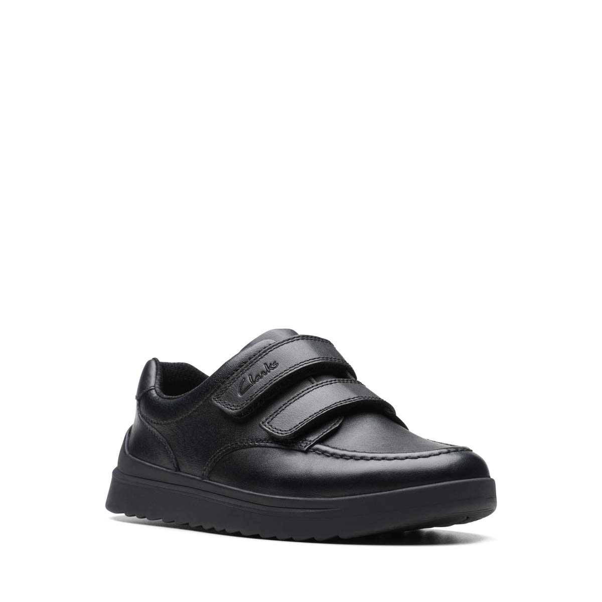 Clarks Goal Style K Black leather Kids Boys Shoes 7535-46F in a Plain Leather in Size 1.5