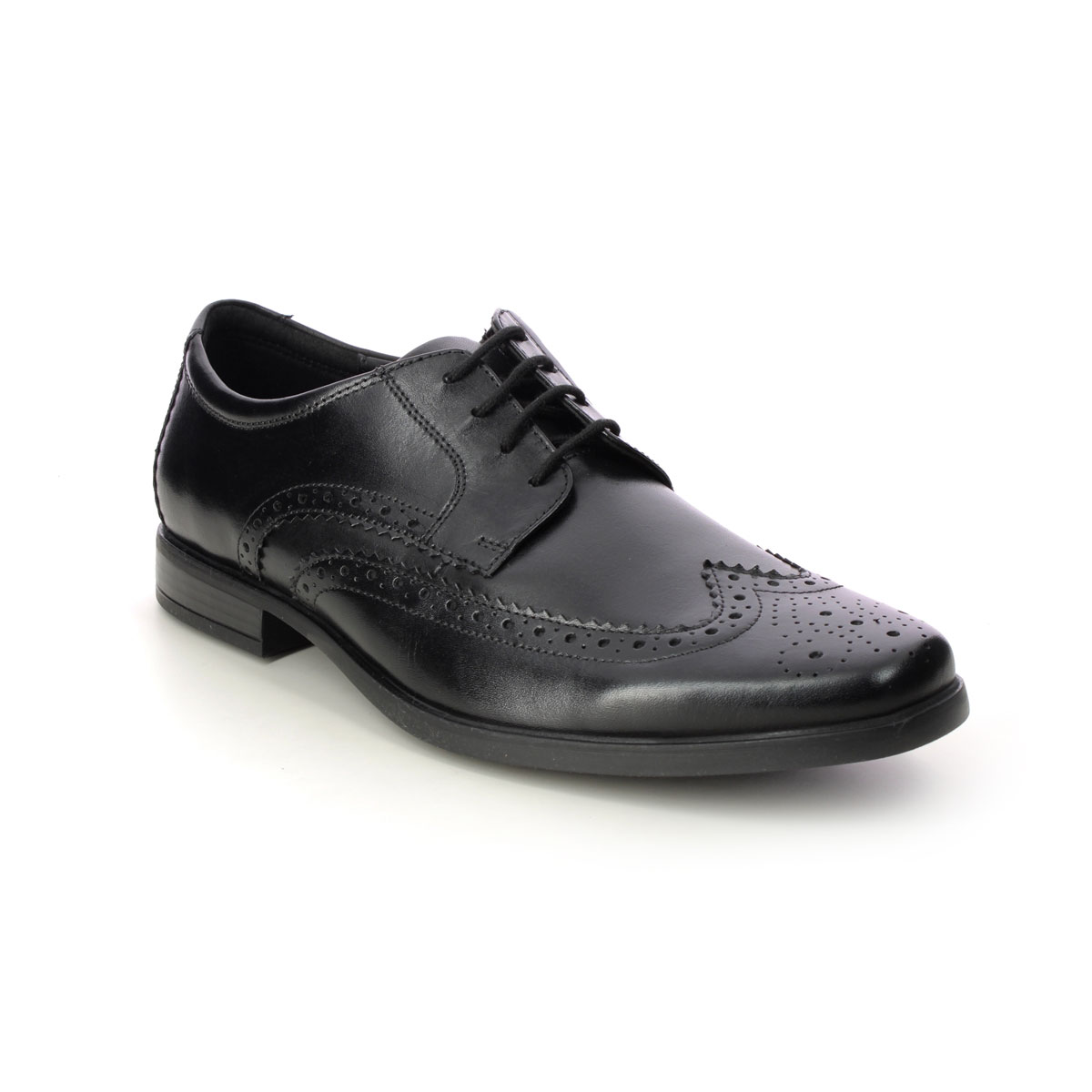 Clarks Howard Wing Black Leather Mens Brogues 612537G In Size 8 In Plain Black Leather G Width Fitting