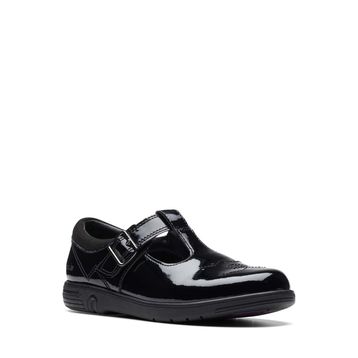 Clarks Jazzy Tap T Bar Black Patent Kids Girls School Shoes 753076F In Size 10.5 In Plain Black Patent F Width Fitting Regular Fit For School For kids