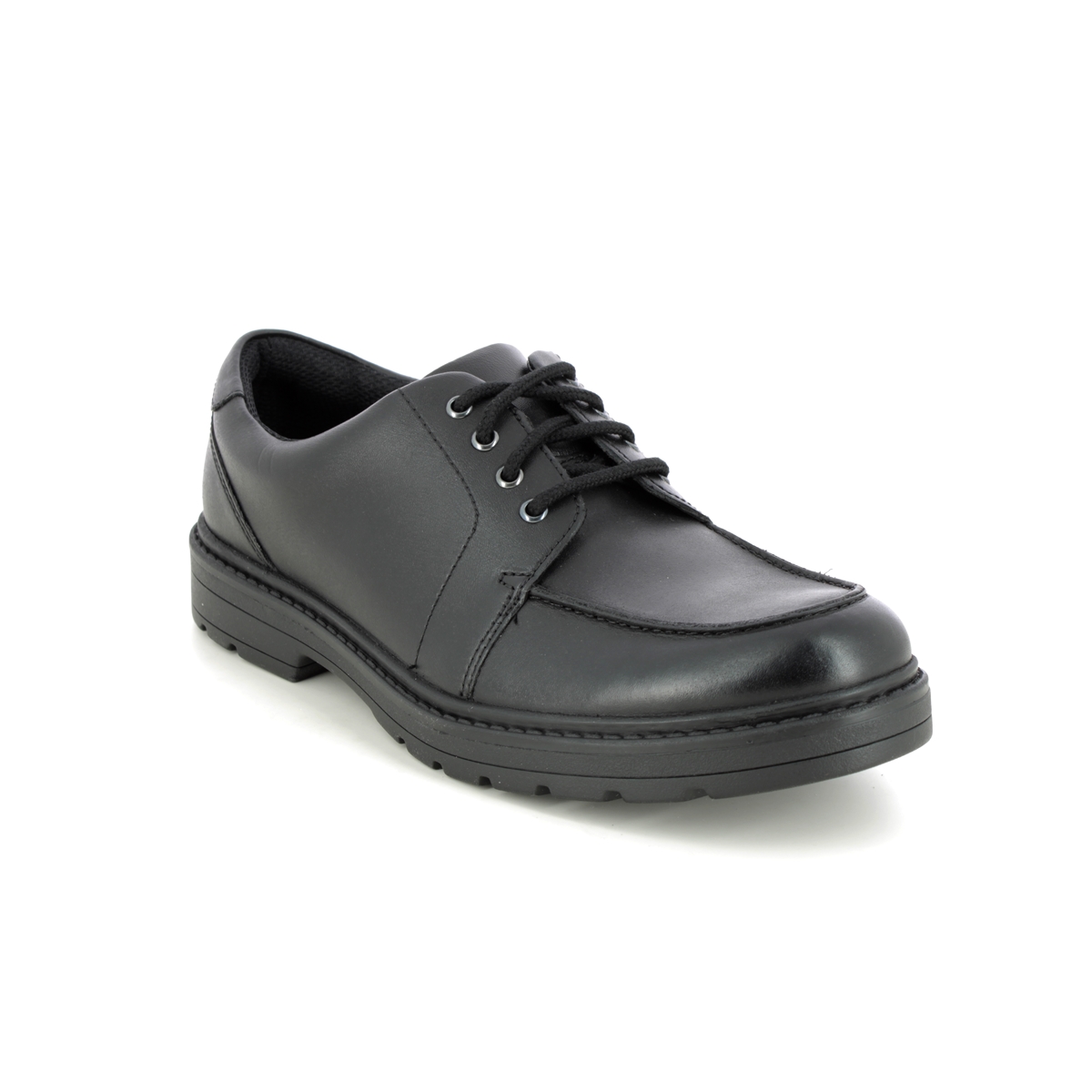 Clarks Loxham Pace Y Black Kids Boys Shoes 515926F In Size 4.5 In Plain Black F Width Fitting Regular Fit For School For kids