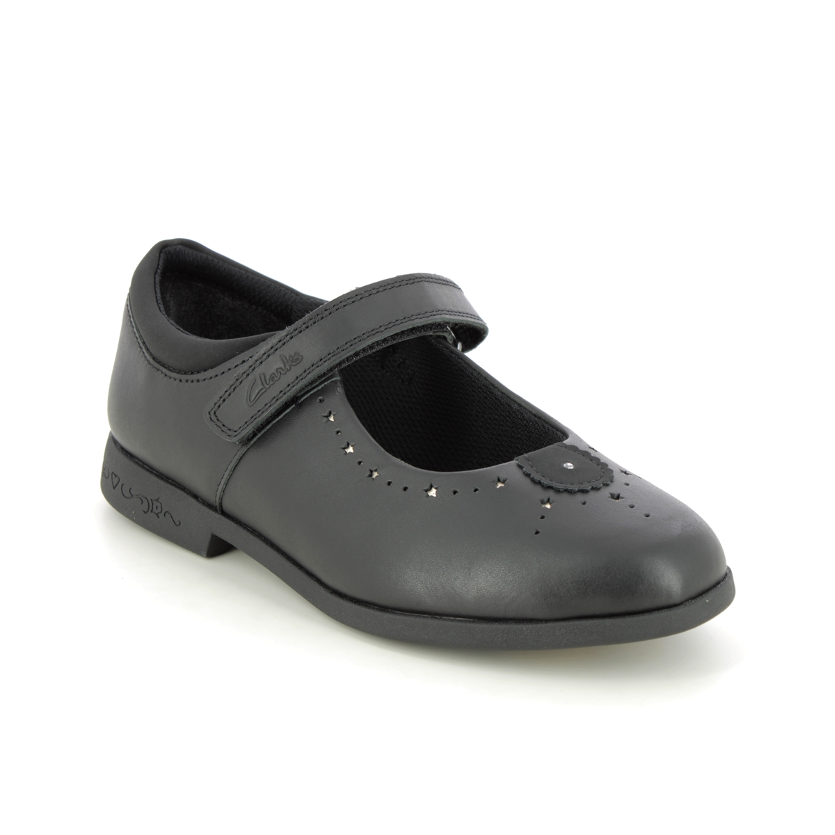 Clarks Magic Step Mj O Black leather Kids girls school shoes 6970-58H in a Plain Leather in Size 13