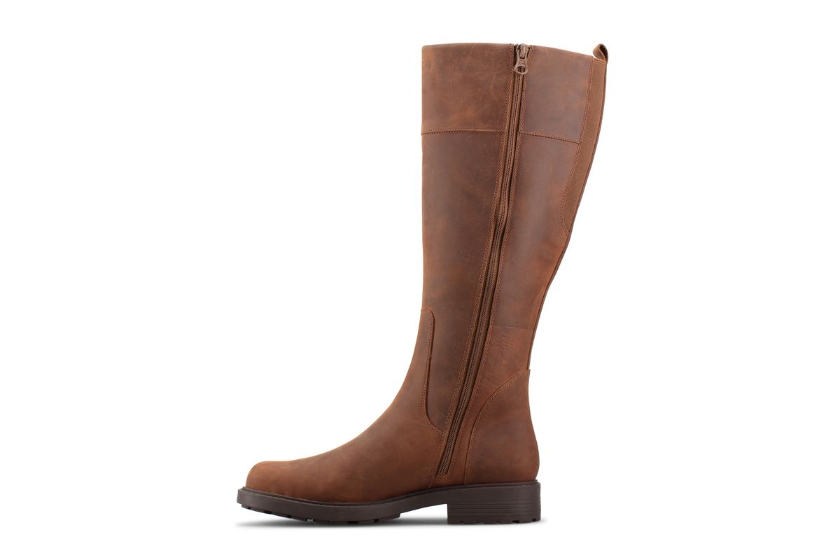 Clarks Orinoco 2 Hi D Fit Tan Leather knee-high boots