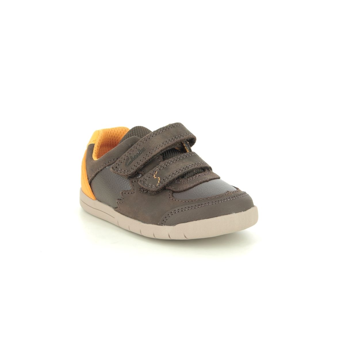 Clarks Rex Quest T Brown Leather Kids Boys Toddler Shoes 567757G In Size 8.5 In Plain Brown Leather G Width Fitting For kids
