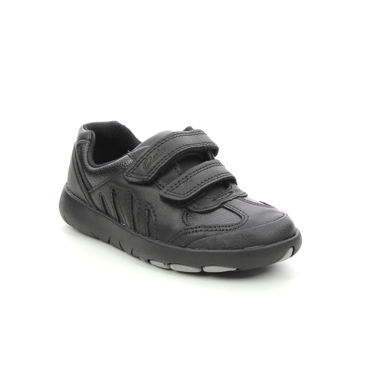 Clarks Rex Stride T Black Leather Kids Boys Casual Shoes 614397G In Size 8.5 In Plain Black Leather G Width Fitting For School For kids