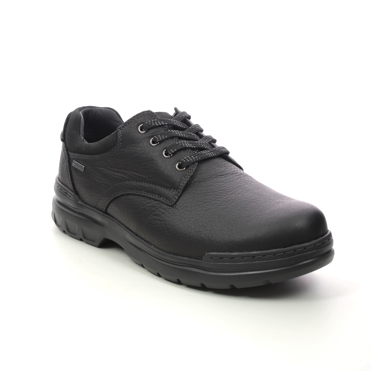 Clarks Rockie Walk Gtx Black Leather Mens Comfort Shoes 734648H In Size 7.5 In Plain Black Leather H Width Fitting Extra Wide