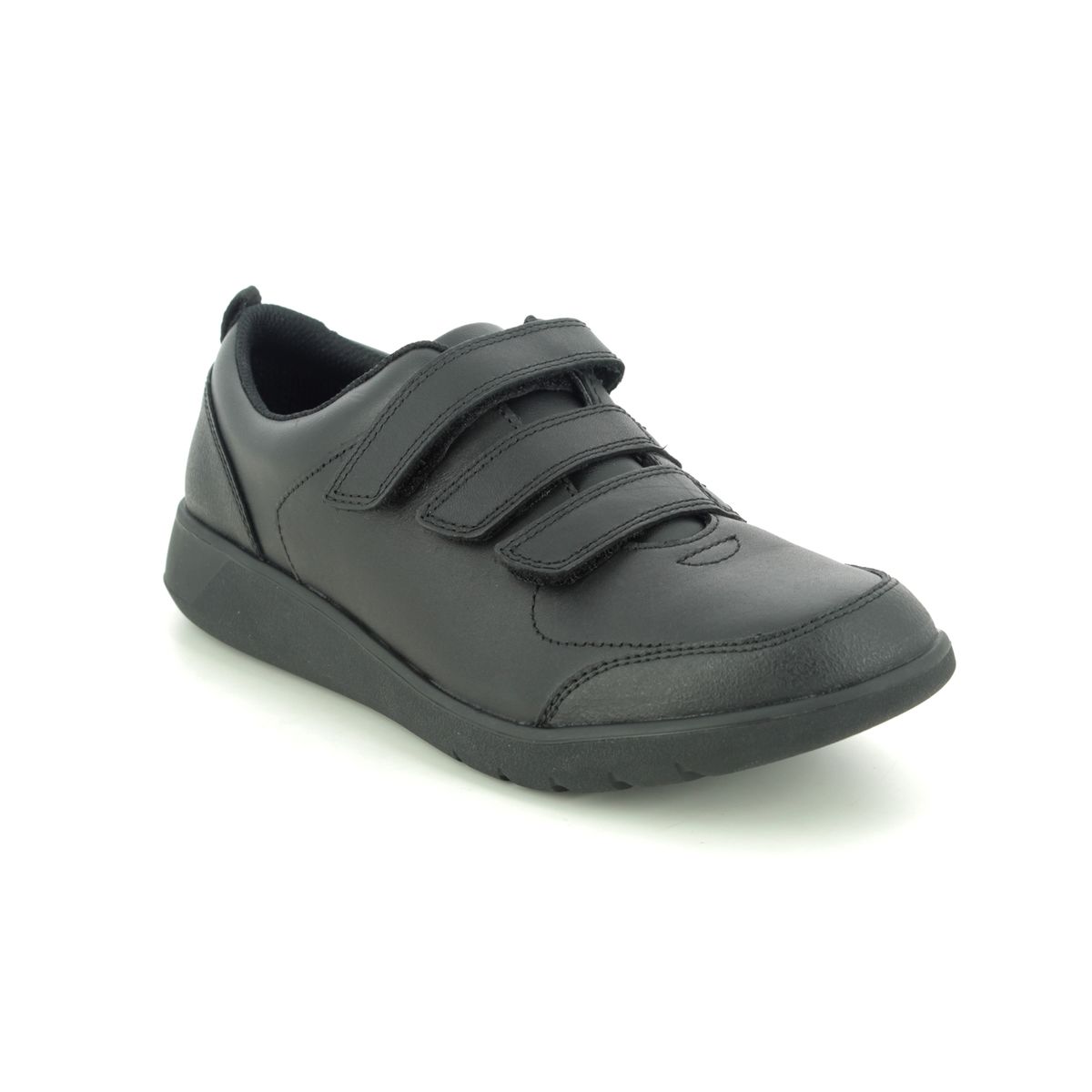 clarks black velcro school shoes