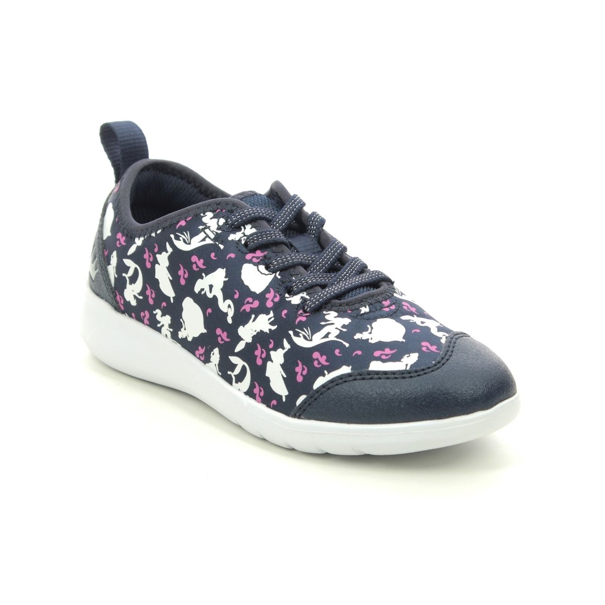 Clarks Scape Voyage K Disney Navy Kids girls trainers 4907-36F in a Plain Man-made in Size 12.5