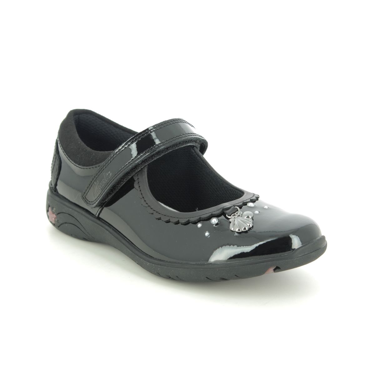 Clarks Sea Shimmer Kid Patent Shoes in Black Patent Narrow Fit Size 1½