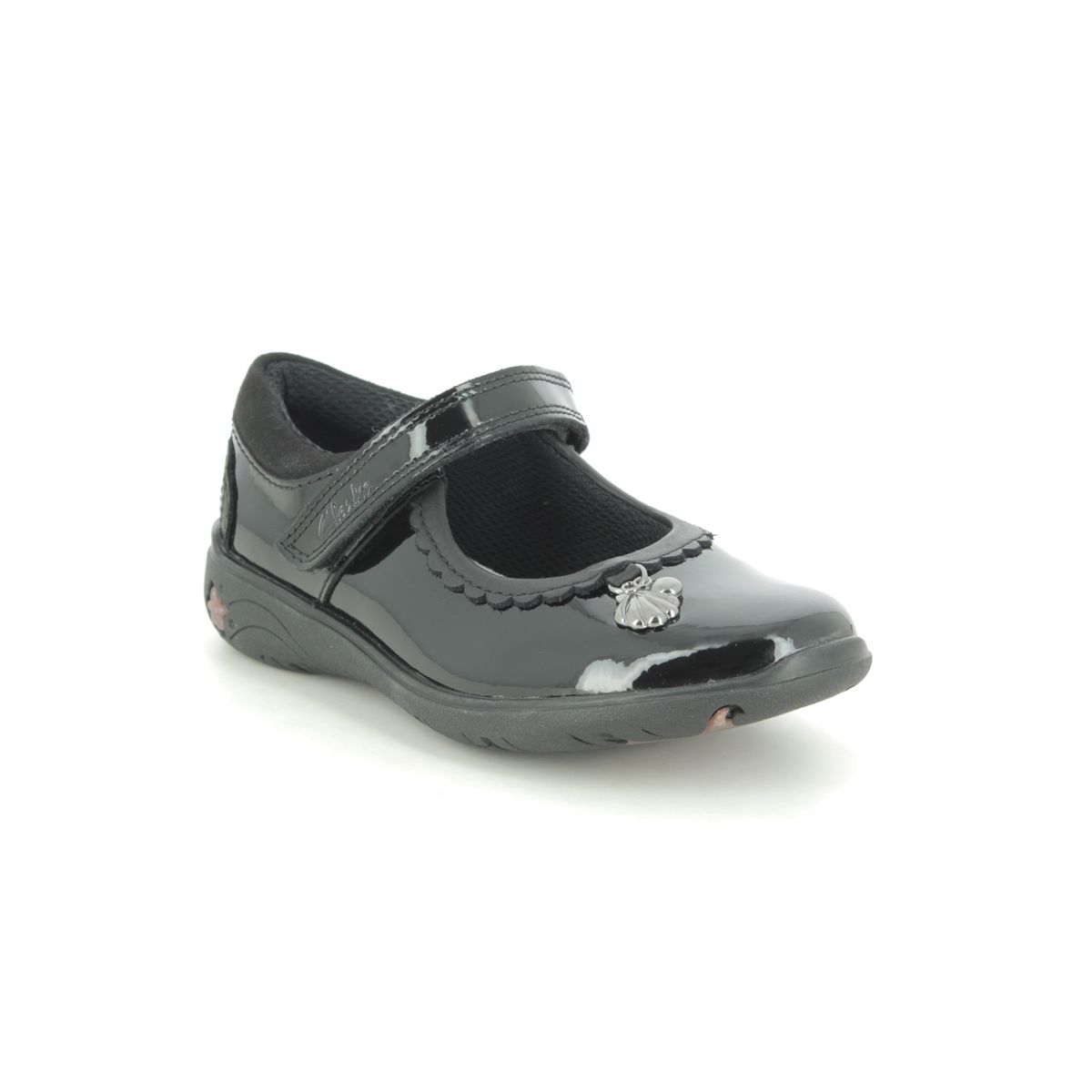 Clarks Sea Shimmer T Black patent Kids Girls Casual Shoes 5554-16F in a Plain Leather in Size 9