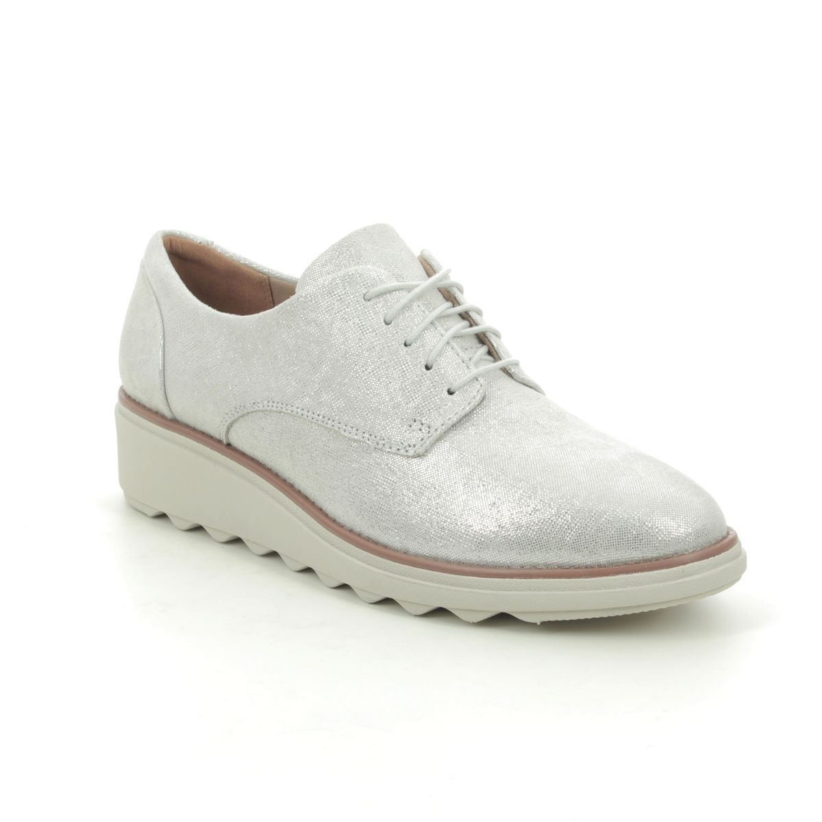 Clarks Sharon Noel D Fit Silver lacing shoes