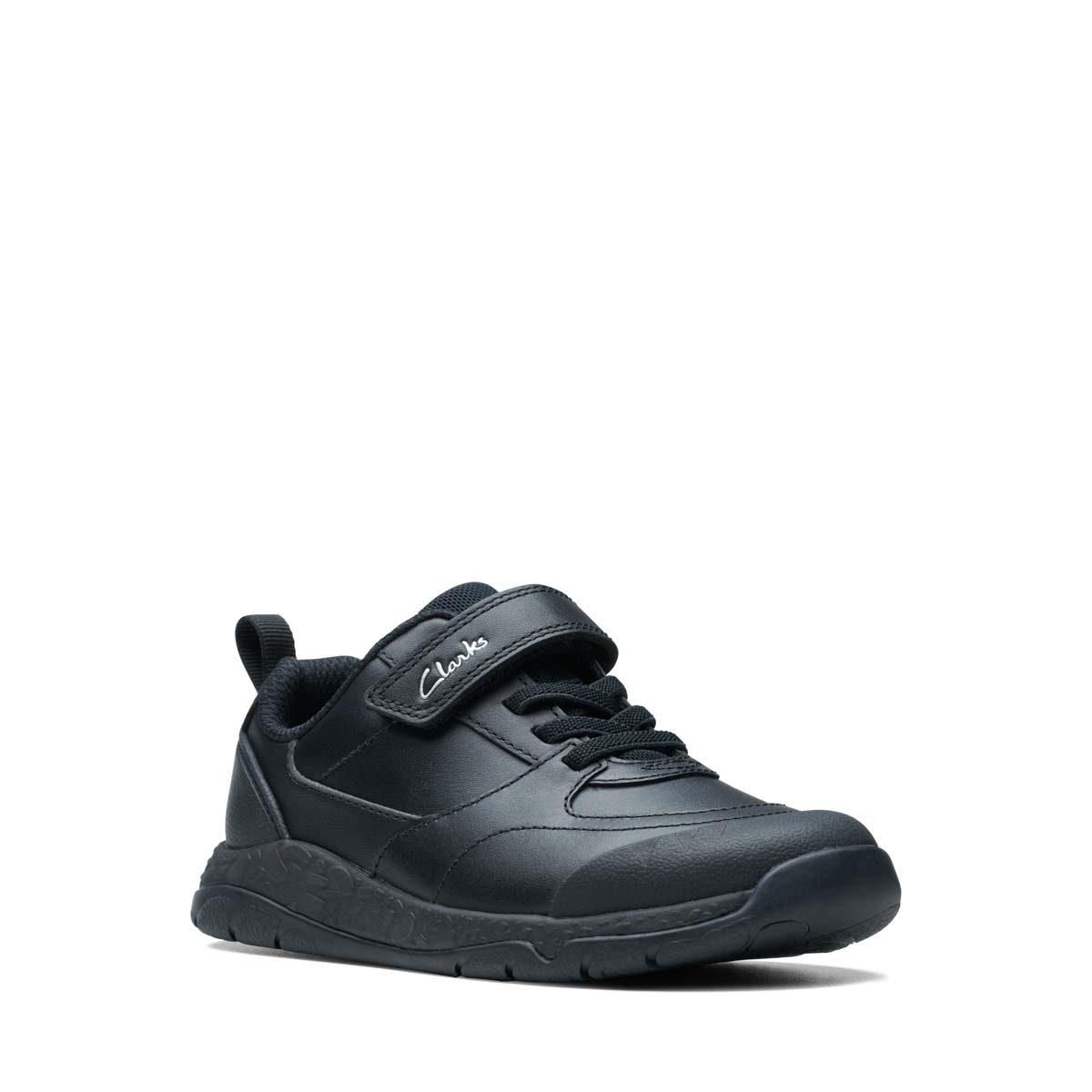 Clarks Steggy Stride K Black Leather Kids Boys Shoes, 50% OFF