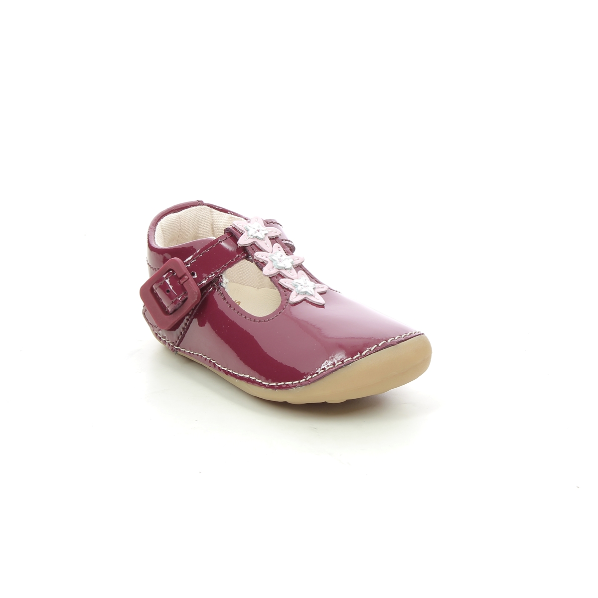 Clarks Tiny Flower T Red patent Kids girls first and baby shoes 6245-87G in a Plain Leather in Size 4