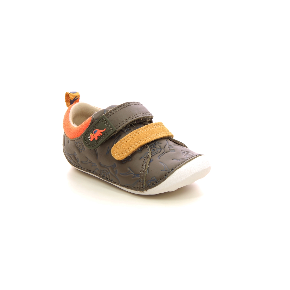 Clarks Tiny Rex T Khaki Leather Kids Boys First Shoes 7229-67G in a Plain Leather in Size 4