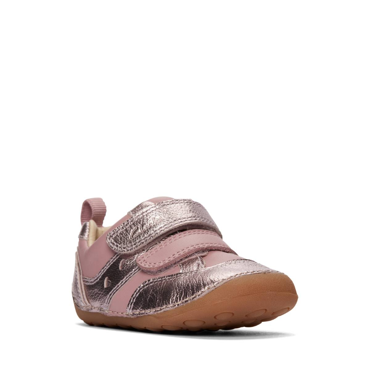 Clarks Tiny Sky T Blush Pink Kids girls first and baby shoes 7528-16F in a Plain Leather in Size 3
