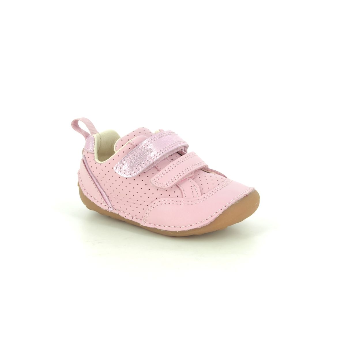 Clarks Tiny Sky T Pink Leather Kids Girls First And Baby Shoes 576286F In Size 2 In Plain Pink Leather F Width Fitting Regular Fit For kids