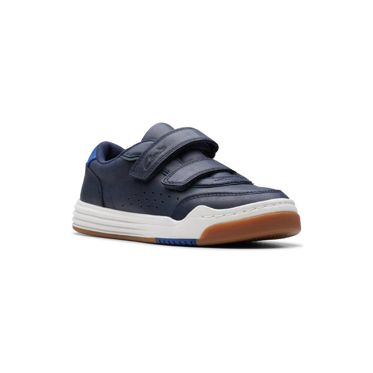 Clarks Urban Solo K Navy Leather Kids Boys Toddler Shoes 7666-06F in a Plain Leather in Size 7