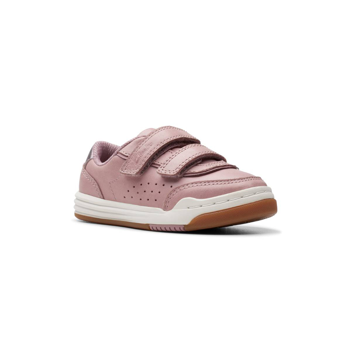 Clarks Urban Solo T Pink Leather Kids first shoes 7666-56F in a Plain Leather in Size 6.5