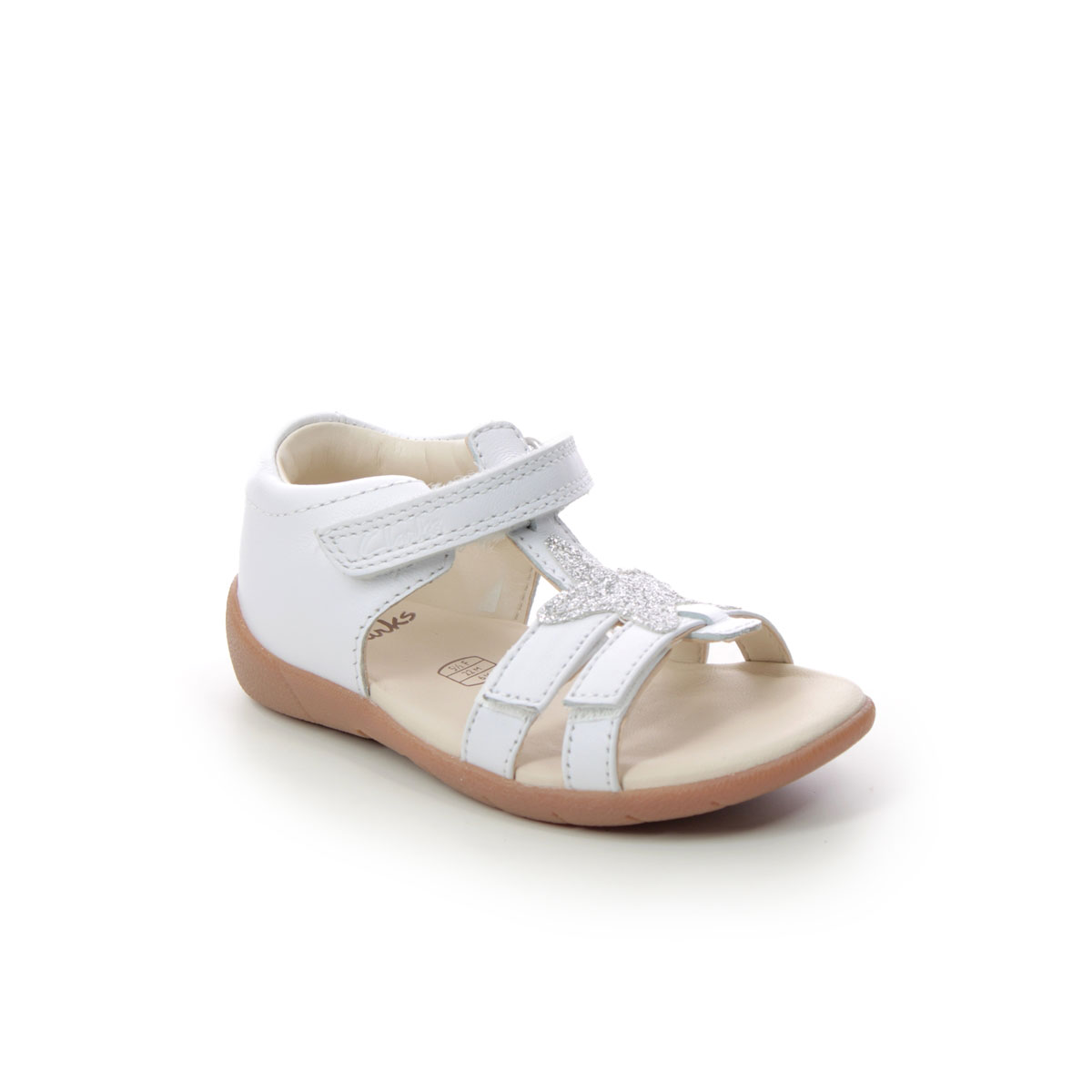 Clarks Zora Summer T White Leather Kids Sandals 566436F In Size 5.5 In Plain White Leather F Width Fitting Regular Fit For kids