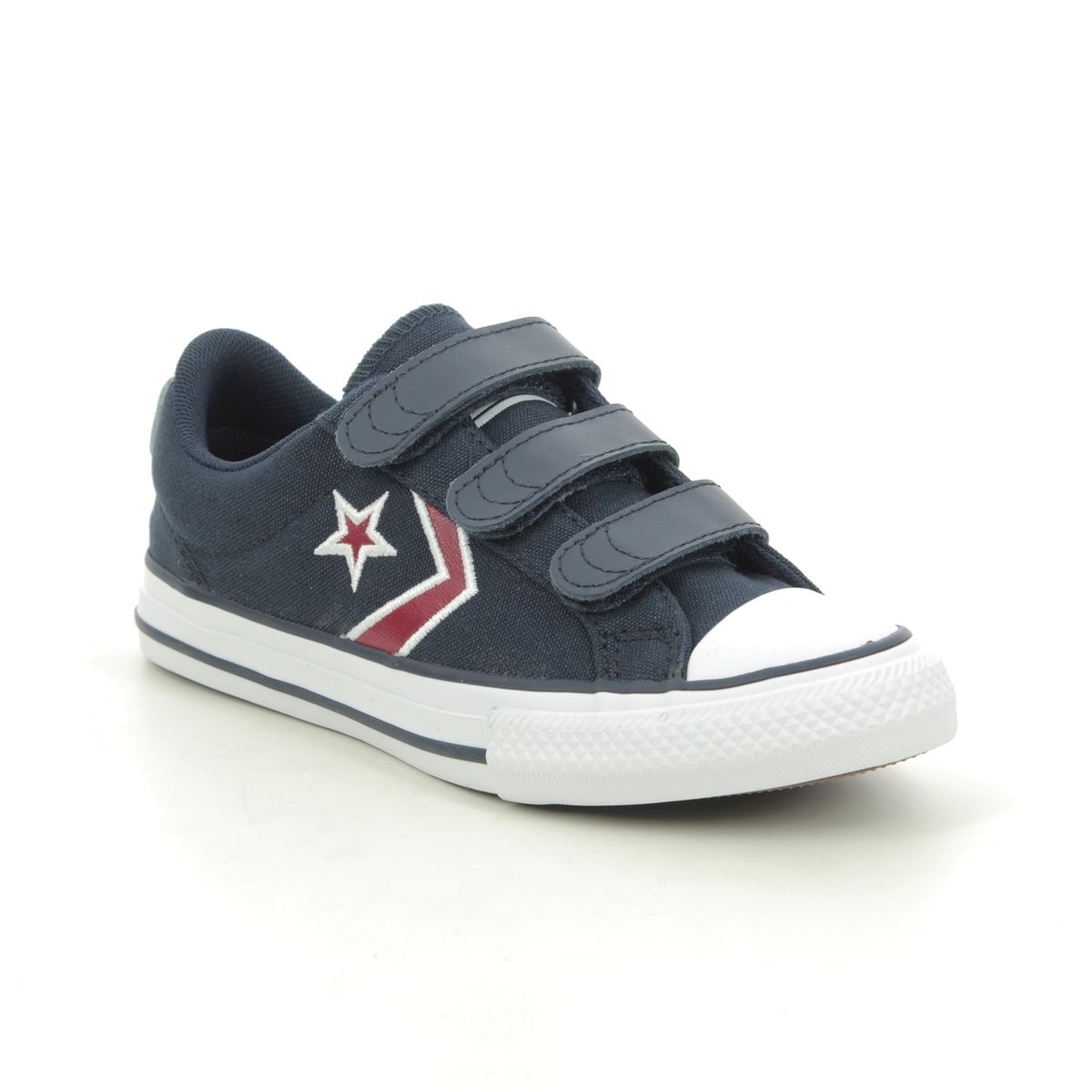 Converse Allstar 3v Navy Red Kids Boys Trainers 666960C-001 in a Plain Canvas in Size 1