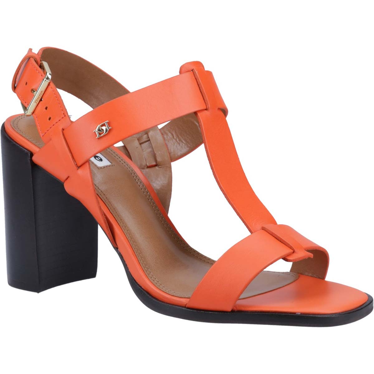 Dune London Jacie Orange Womens Heeled Sandals 8050451004352 in a Plain Leather in Size 8