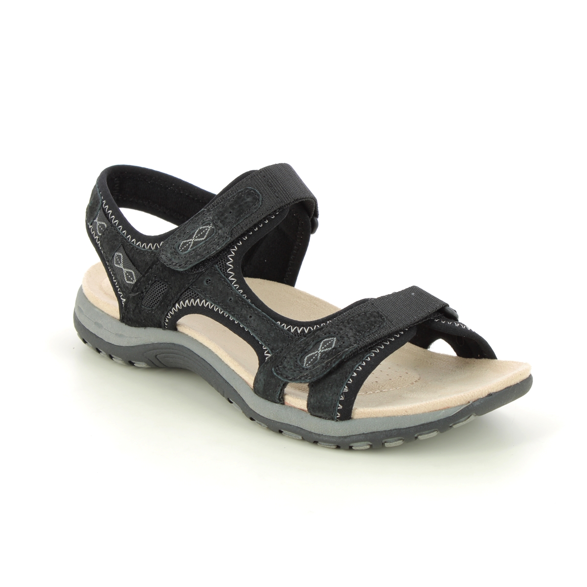 Earth Spirit Frisco Black Suede Womens Walking Sandals 40535-33 in a Plain Leather and Textile in Size 4