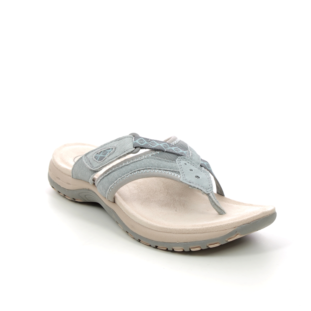 Earth Spirit Juliet 01 Grey Suede Womens Toe Post Sandals 40508-03 in a Plain Leather in Size 9