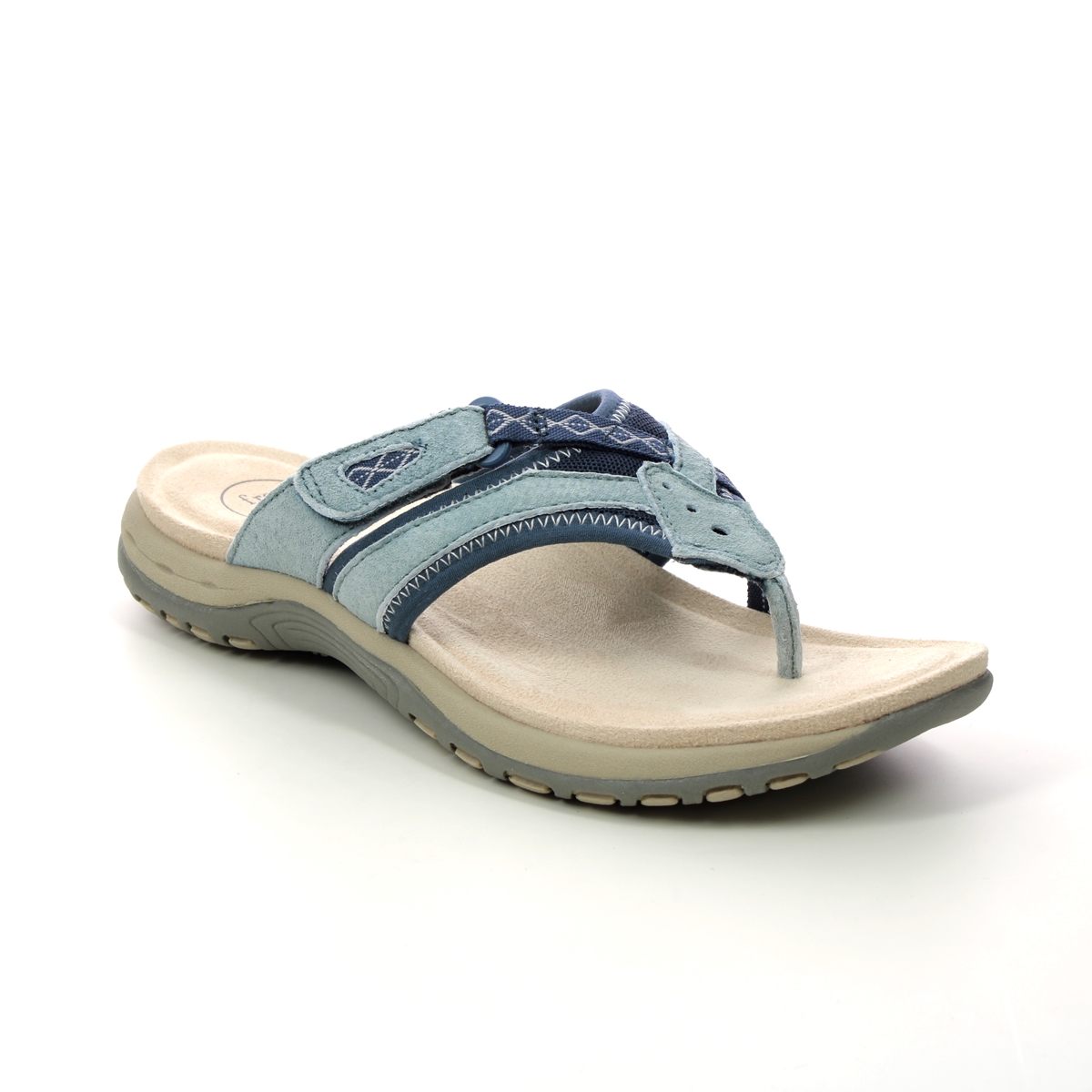 Earth Spirit Juliet 01 Blue Suede Womens Toe Post Sandals 40511-72 in a Plain Leather in Size 9