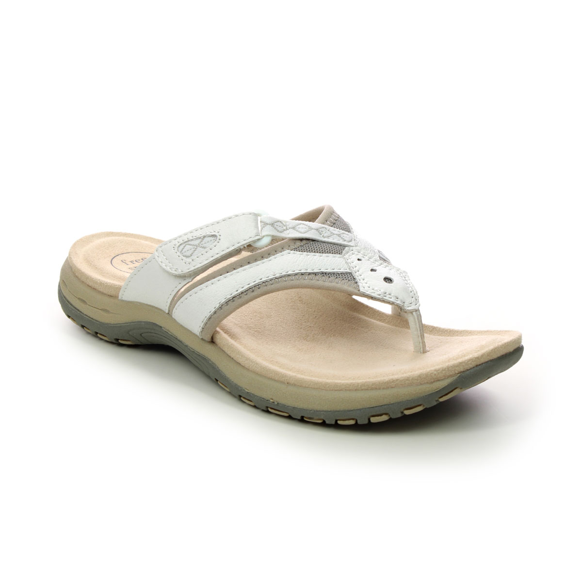 Earth Spirit Juliet 01 White Leather Womens Toe Post Sandals 40515- In Size 4 In Plain White Leather