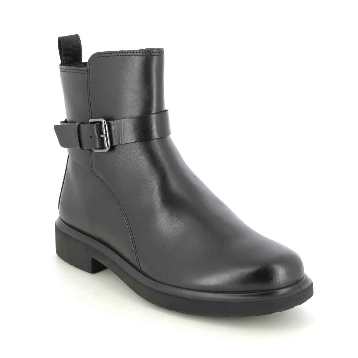 Ecco Amsterdam Tex Metropole Black Leather Womens Ankle Boots 222013-01001 In Size 37 In Plain Black Leather