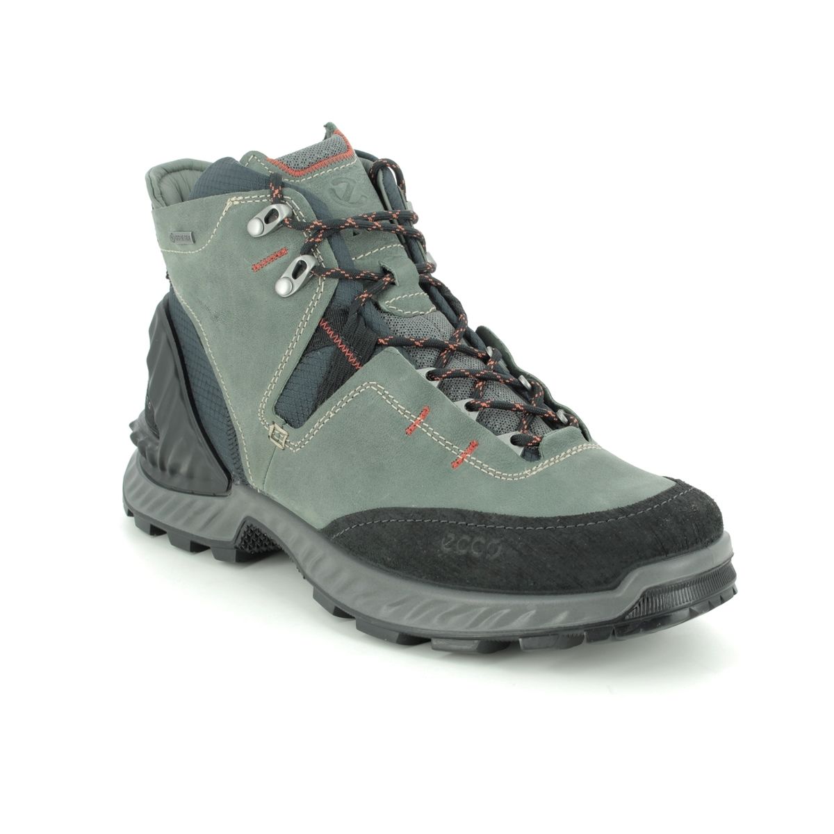 Ecco Exohike M Dark Grey Leather Mens Outdoor Walking Boots 840734-51771 In Size 41 In Plain Dark Grey Leather