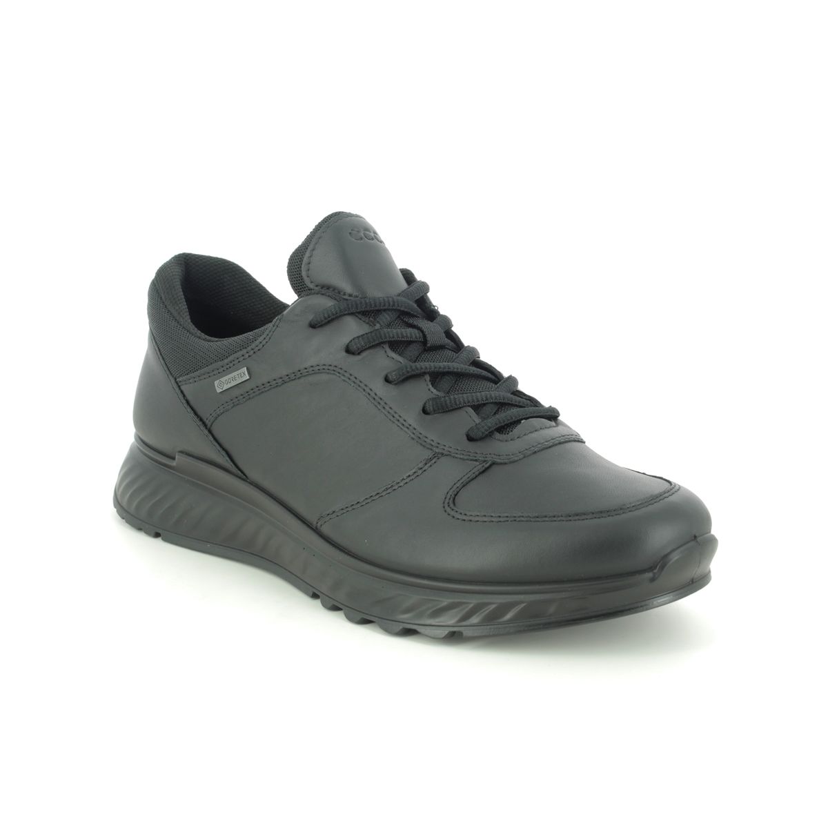 Ecco Exostride Mens Gtx Black Leather Mens Trainers 835304-01001 In Size 46 In Plain Black Leather