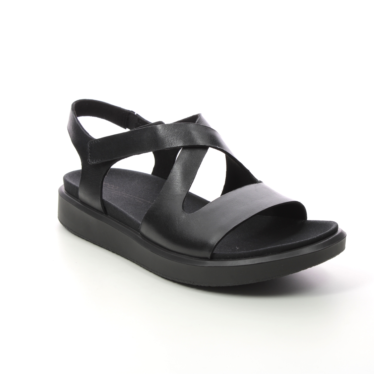 Ecco Flowt Womens Black Leather Womens Comfortable Sandals 273723-01001 In Size 37 In Plain Black Leather