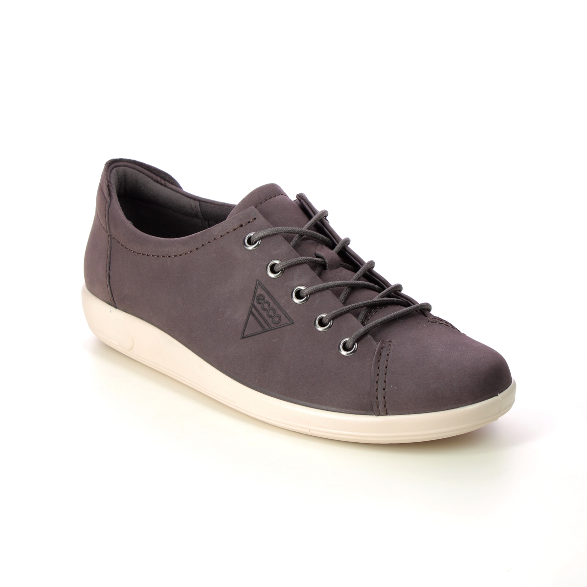 ECCO Soft 2.0 Dark grey nubuck Womens lacing shoes 206503-12576 in a Plain Nubuck Leather in Size 36