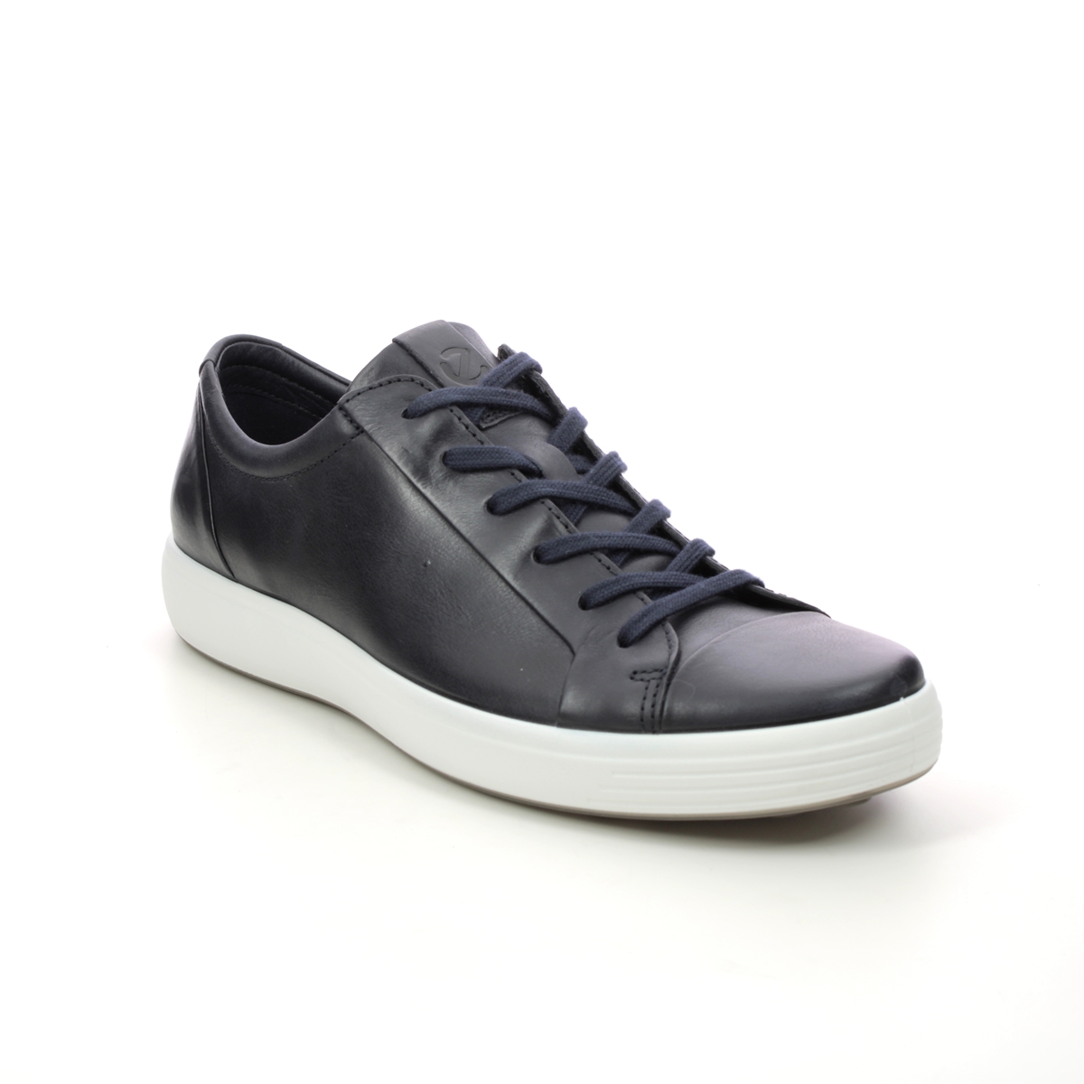 Ecco Soft 7 Mens Navy Leather Mens Trainers 470364-01303 In Size 43 In Plain Navy Leather