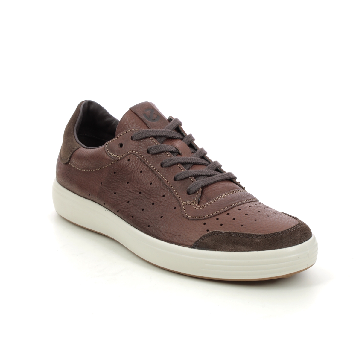 Ecco Soft 7 Mens Brown Leather Mens Trainers 470474-60508 In Size 44 In Plain Brown Leather