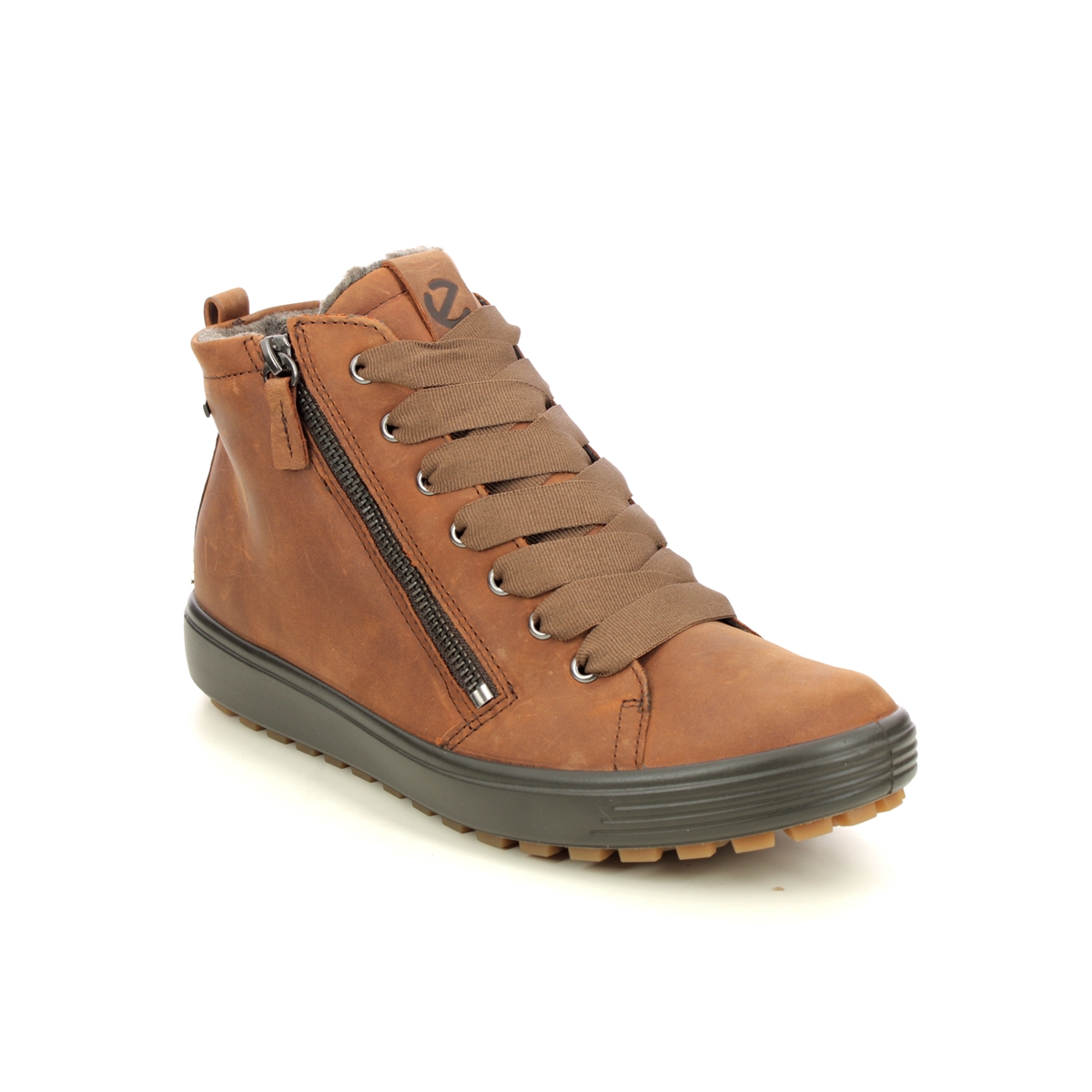 ECCO Soft 7 Tred Gtx Brown leather Womens Hi Tops 450163-02671 in a Plain Leather in Size 39