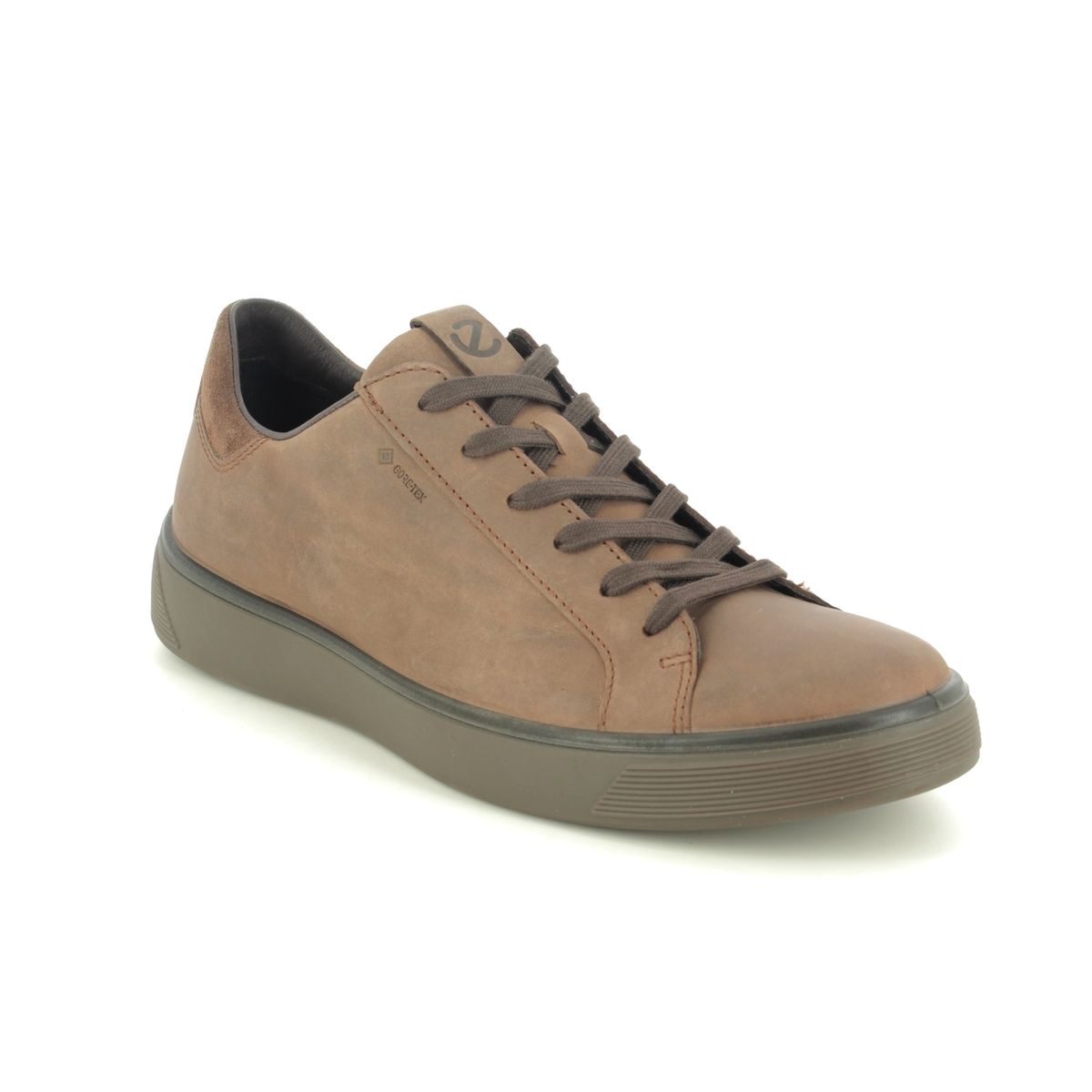 Ecco Street Tray Gtx Brown Nubuck Mens Comfort Shoes 504574-55778 In Size 46 In Plain Brown Nubuck