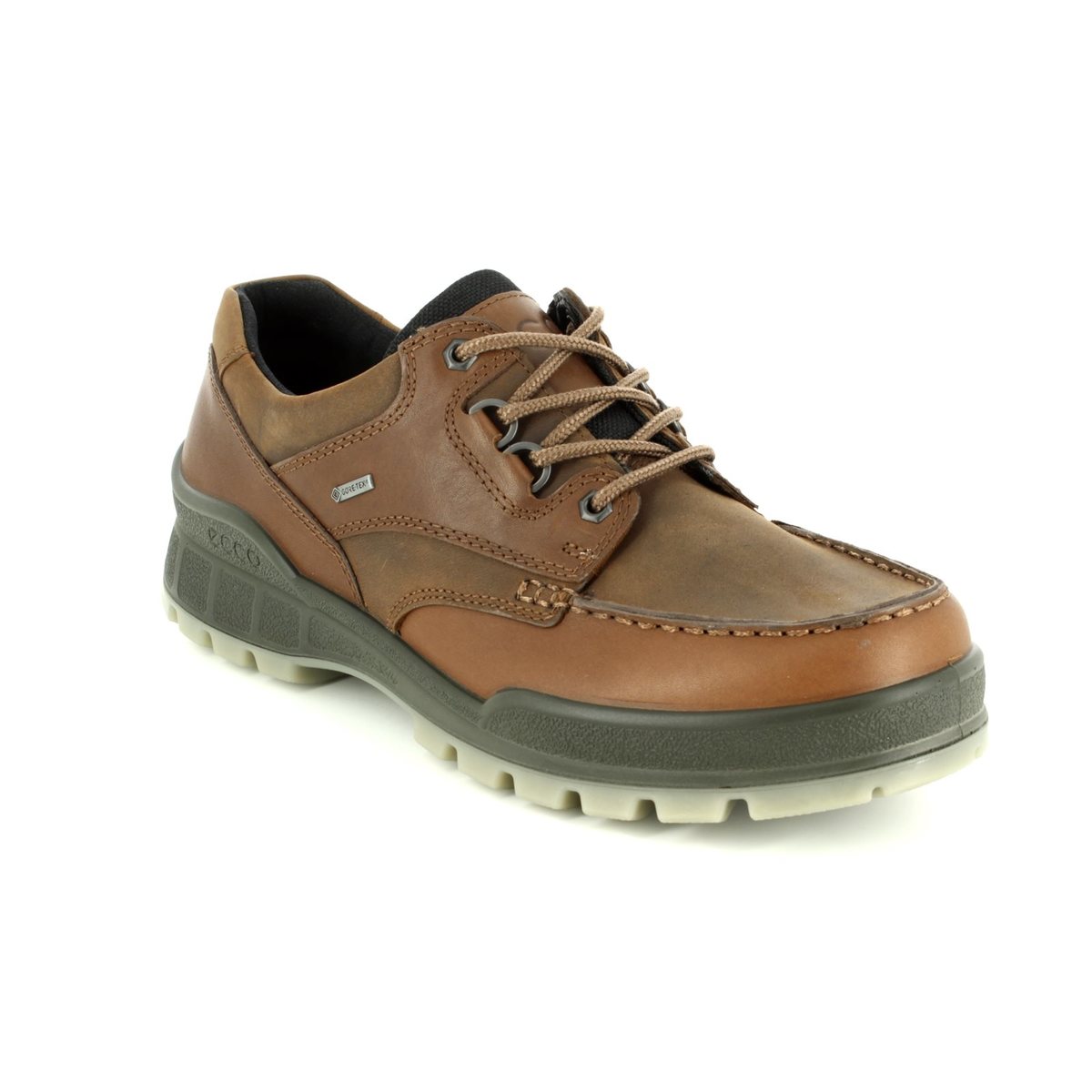 Ecco Track Gore-Tex 831714-52600  Brown Leather Mens Comfort Shoes 25 In Size 48 In Plain Brown Leather