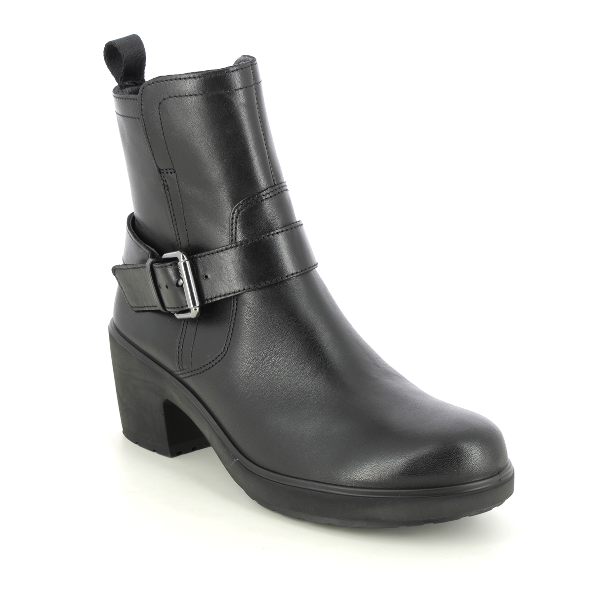 Ecco Zurich Tex Metropole Black Leather Womens Ankle Boots 222203-01001 In Size 36 In Plain Black Leather