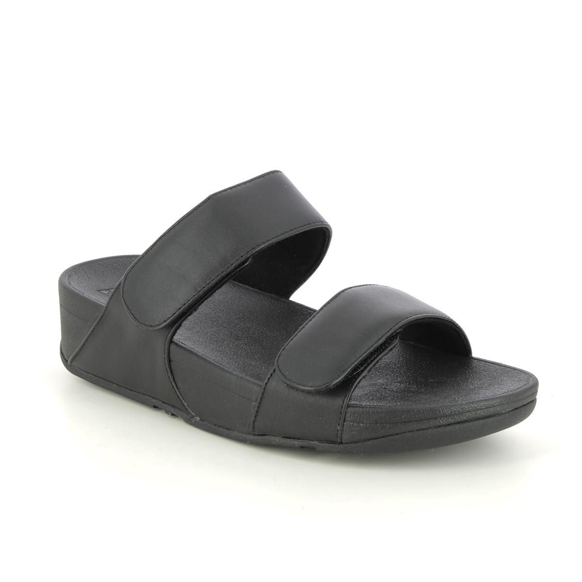 Fitflop Lulu Leather 2v Black leather Womens Slide Sandals 0FV6-090 in a Plain Leather in Size 7