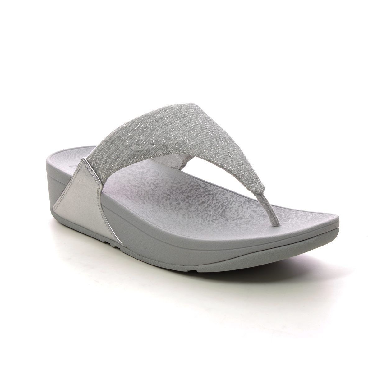 Fitflop Lulu Shimmerlux Silver Glitz Womens Toe Post Sandals 0FZ7-011 in a Plain Man-made in Size 7
