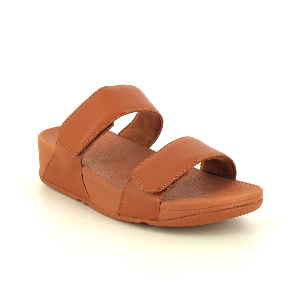 Fitflop Lulu Leather 2v Tan Leather Womens Slide Sandals 0FV6-592 in a Plain Leather in Size 7