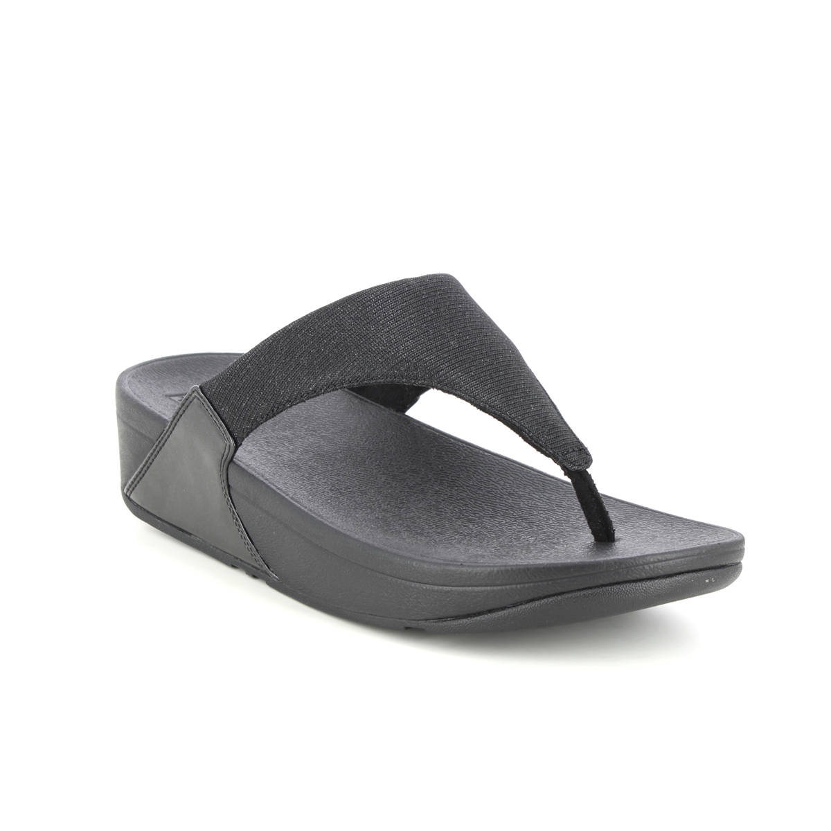 Fitflop Lulu Shimmerlux Black Glitz Womens Toe Post Sandals 0FZ7-090 in a Plain Man-made in Size 7