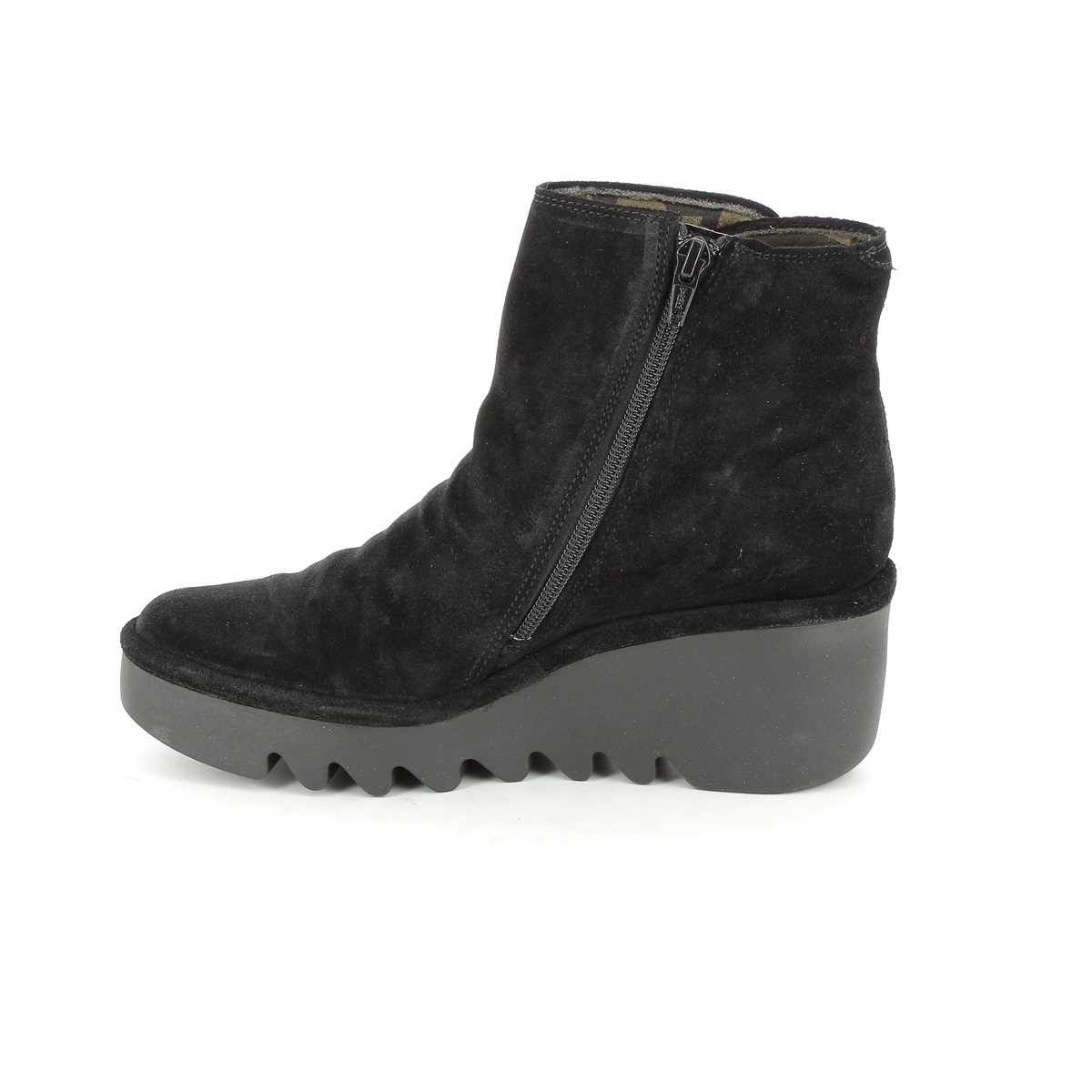 Fly London Brom Blu Black Suede Womens Wedge Boots P501344-001