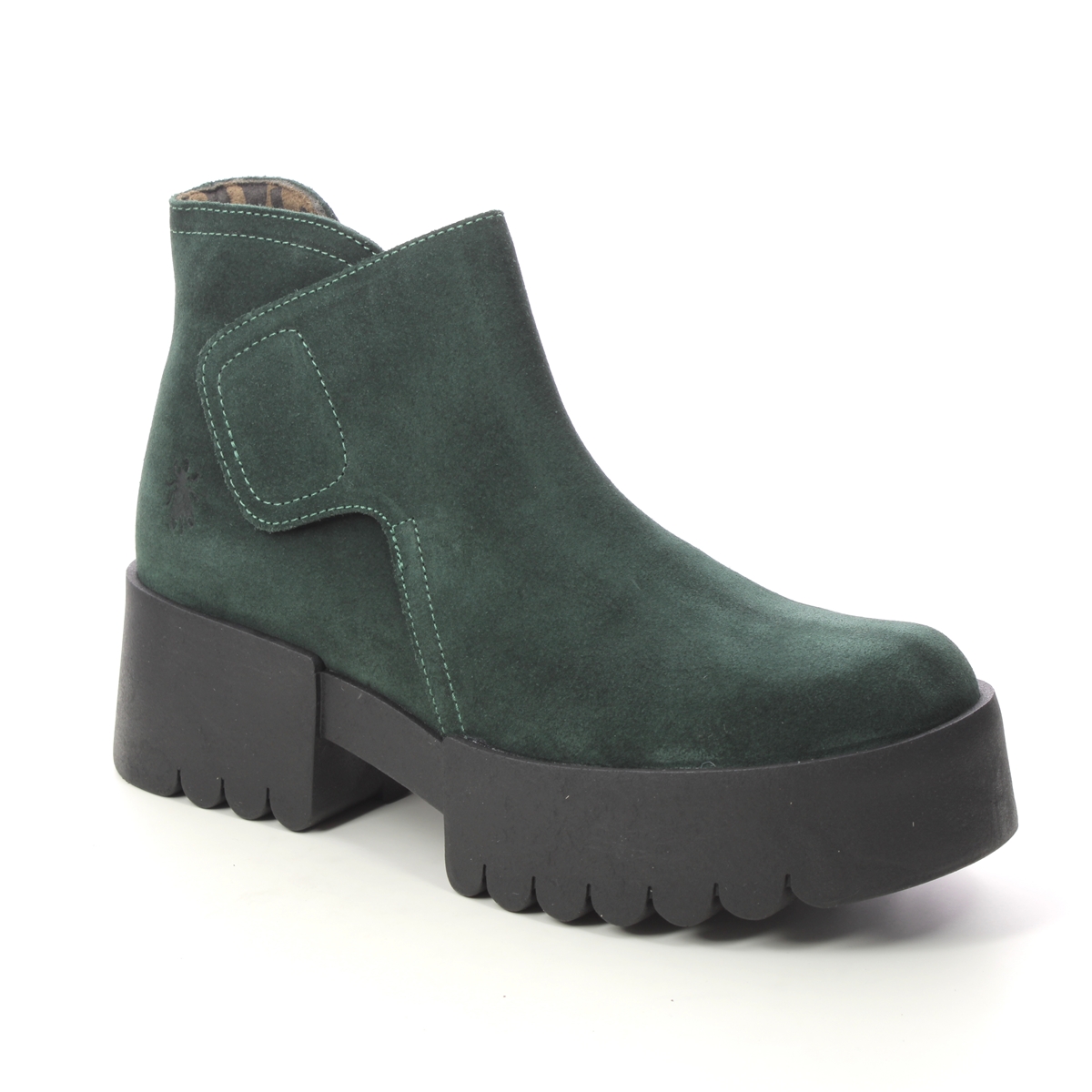 Fly London Endo   Esme Green Suede Womens Wedge Boots P145006 In Size 38 In Plain Green Suede
