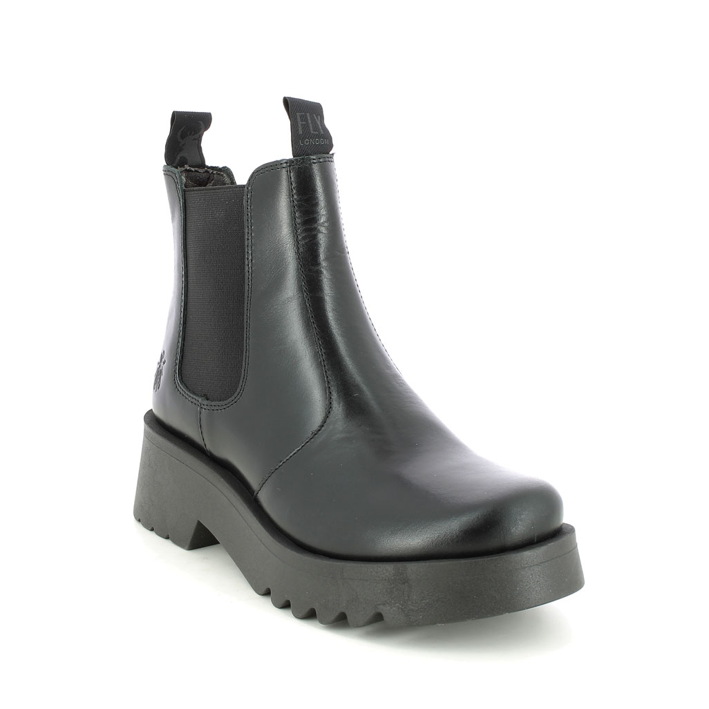 Fly London Medi  Midland Black leather Womens Chelsea Boots P144789-000 in a Plain Leather in Size 41
