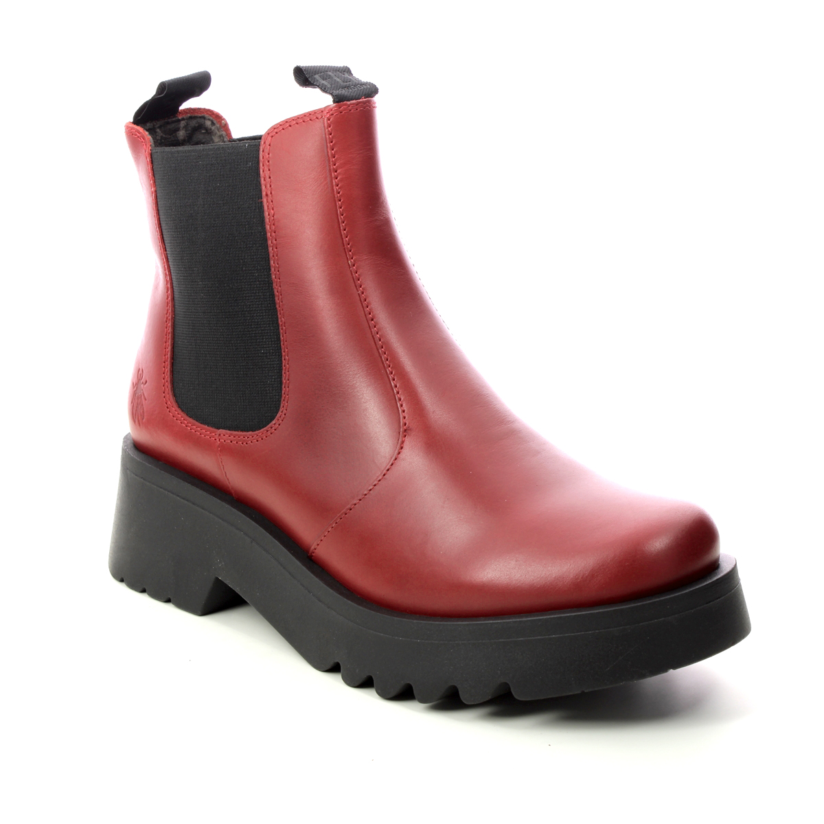 Fly London Medi   Midland Red Leather Womens Chelsea Boots P144789 In Size 38 In Plain Red Leather