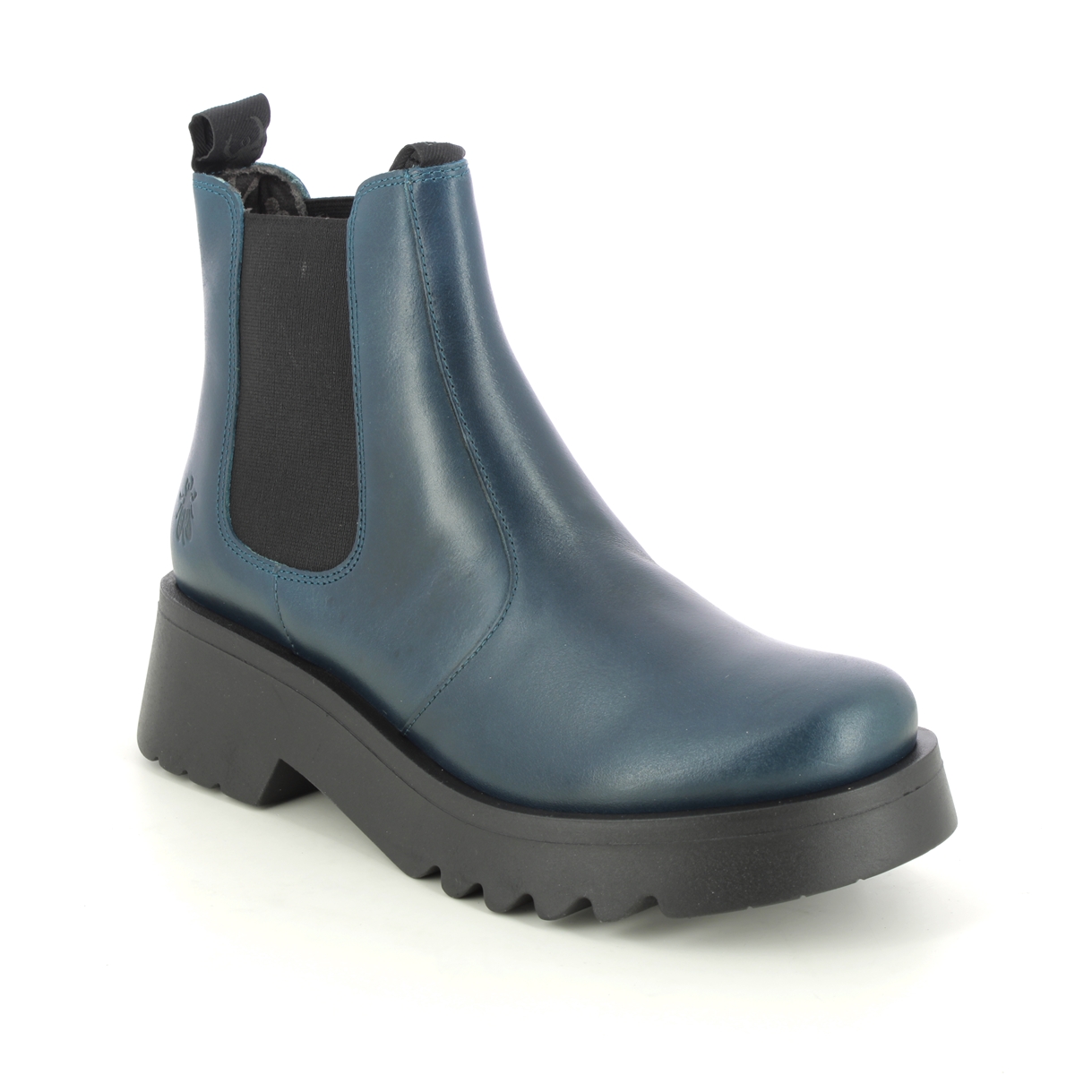 Fly London Medi   Midland Blue Leather Womens Chelsea Boots P144789 In Size 41 In Plain Blue Leather